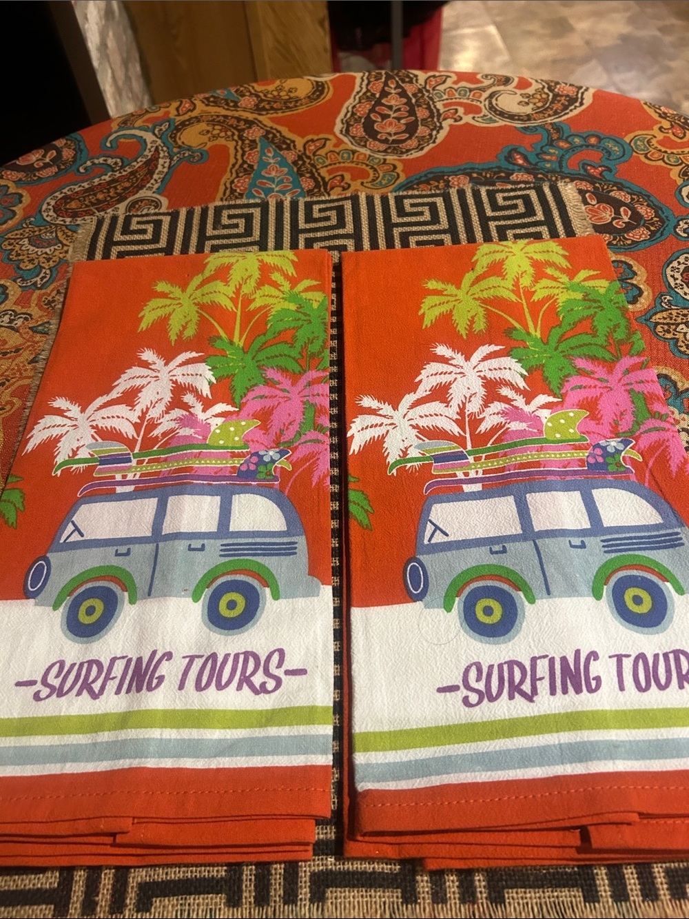 NWT Set of 2 Surfing Tours Orange Beach Kitchen Towels